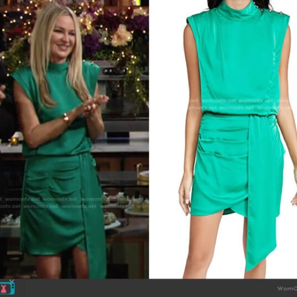 NEW Ramy Brook Aida Mockneck Ruched Mini Dress size 2 Black